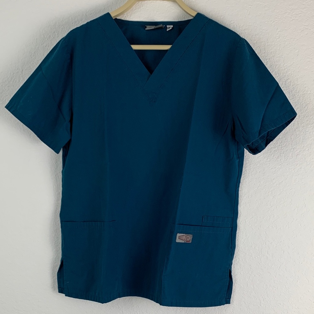Deep Teal V-Neck Women's Short Sleeve Scrubs Top